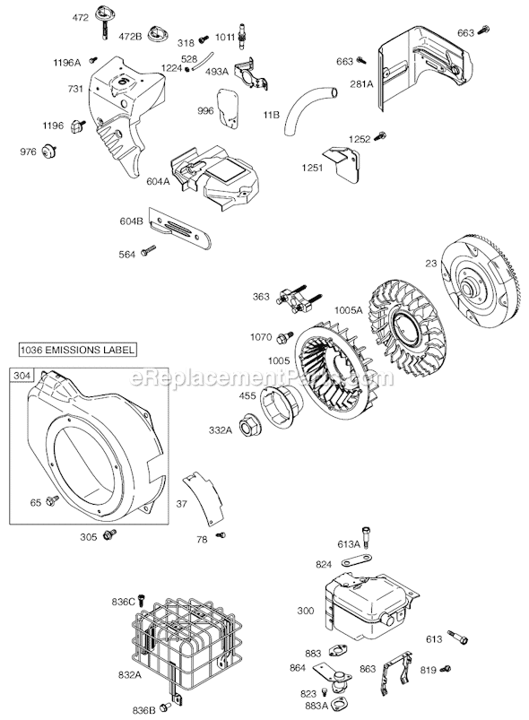 Page E Diagram and Parts List for 12D200SERIES 0113, 0355 Briggs and Stratton Engine